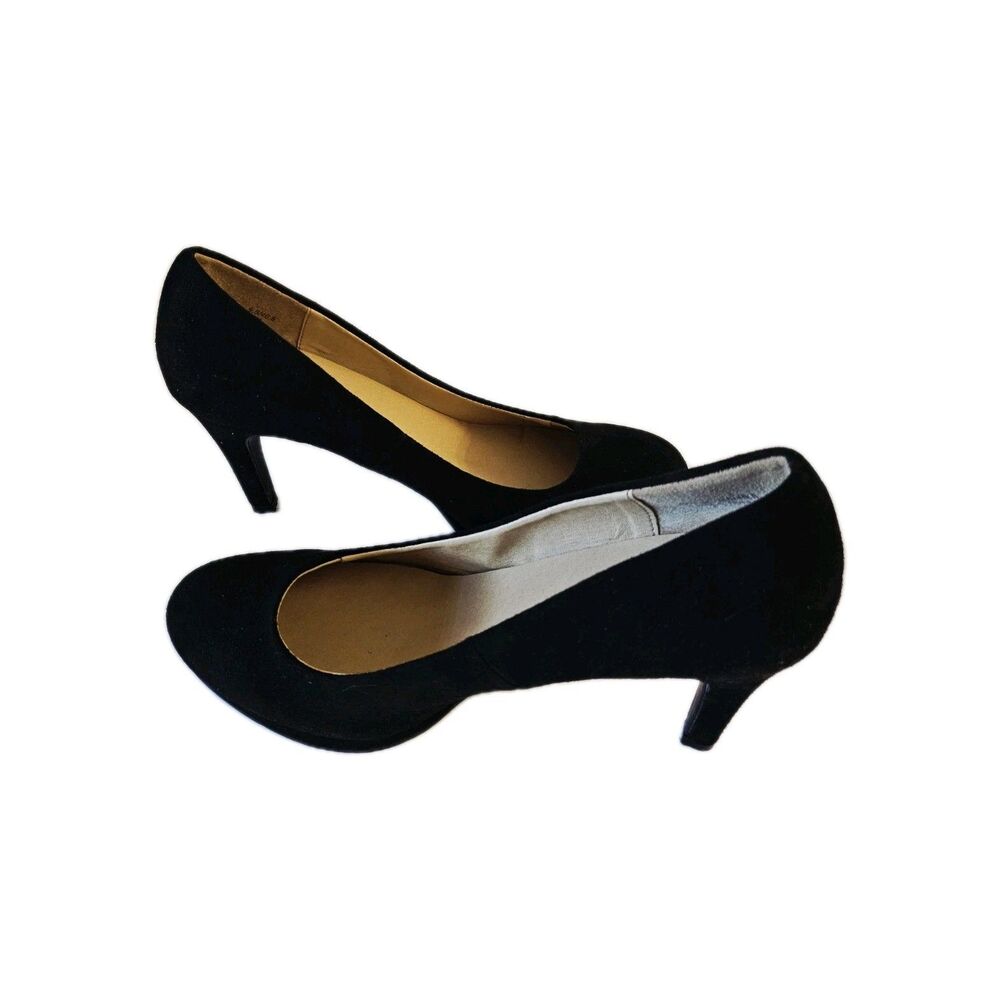 CL By Laundry Black Faux Suede Pointed Toe Pump Heels Size 9